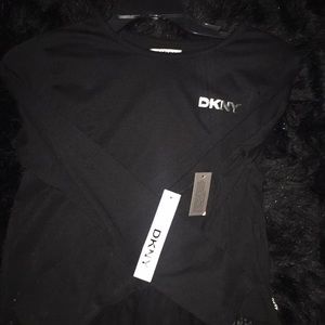 DNKY, black ruffled, kids, long sleeve shirt.(NEW)